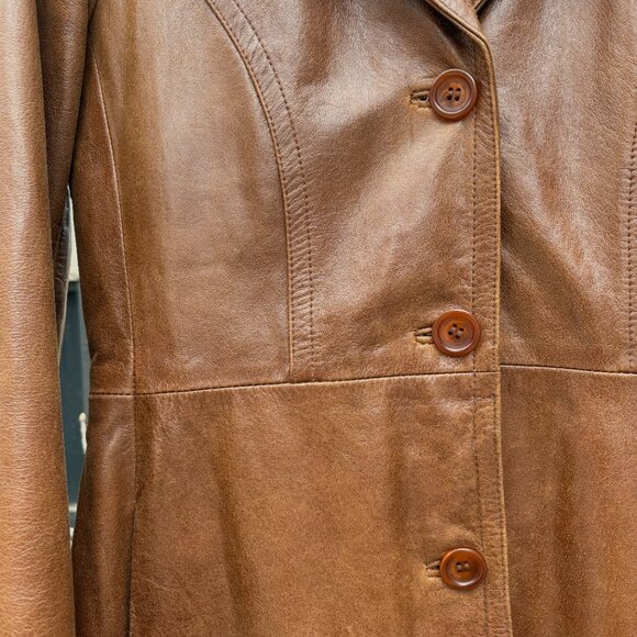 Vintage Marciano buffalo leather single-breasted trench coat - Picture 3 of 12